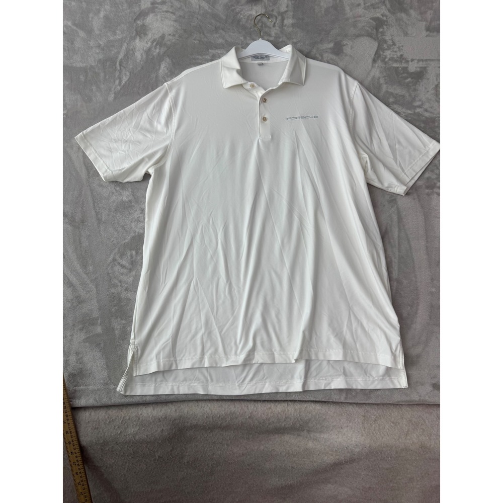 Peter Millar Summer Comfort Porsche Polo Shirt White Mens XL Performance Golf